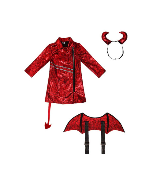 Kids Children Girl Red Jacket Little Devil Punk Style Halloween Costume ...