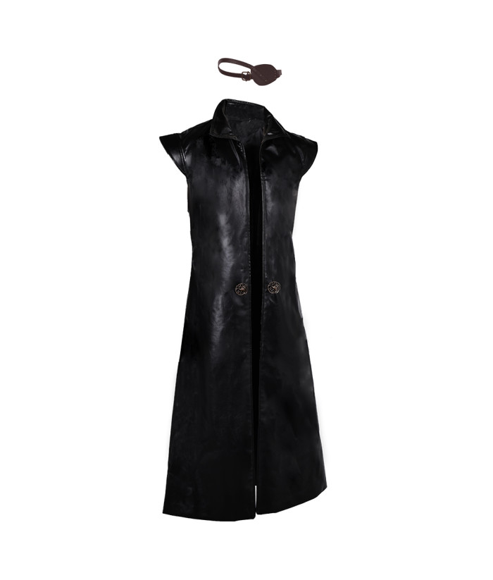 Men Medieval Black Leather Robe with Eyepatch Fantasy World Dragon ...