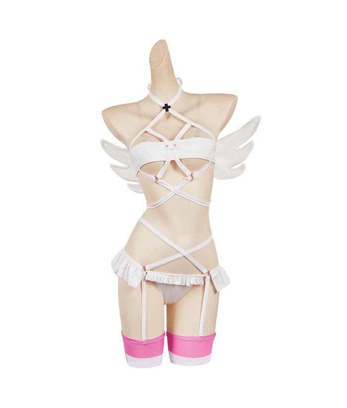 sexy lingerie angel Women White Leather Sexy Angel Strip Lingerie With Wings Halloween  Costume-Skycostume
