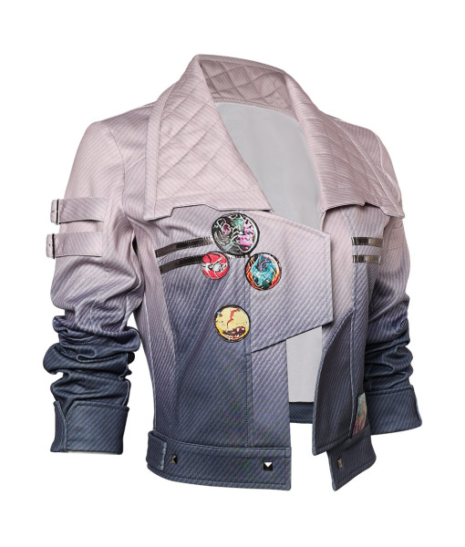 Adult Light Purple Jacket Printed with Pin Futuristic Punk Style Halloween Costume