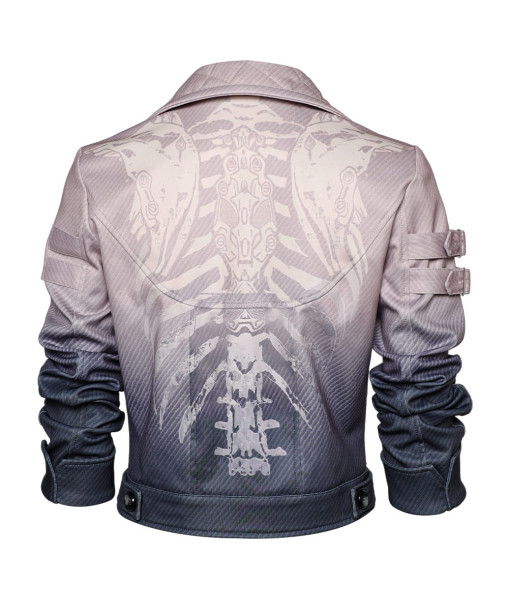 Adult Light Purple Jacket Printed with Pin Futuristic Punk Style Halloween Costume