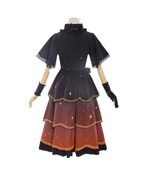 Women Black Wizard Mage Star Dress Halloween Costume
