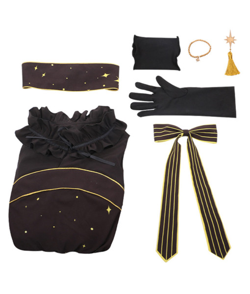 Women Black Wizard Mage Star Dress Halloween Costume