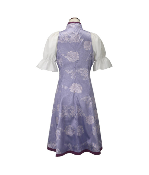 Women Purple Designed Short Cheongsam Dress Halloween Costume