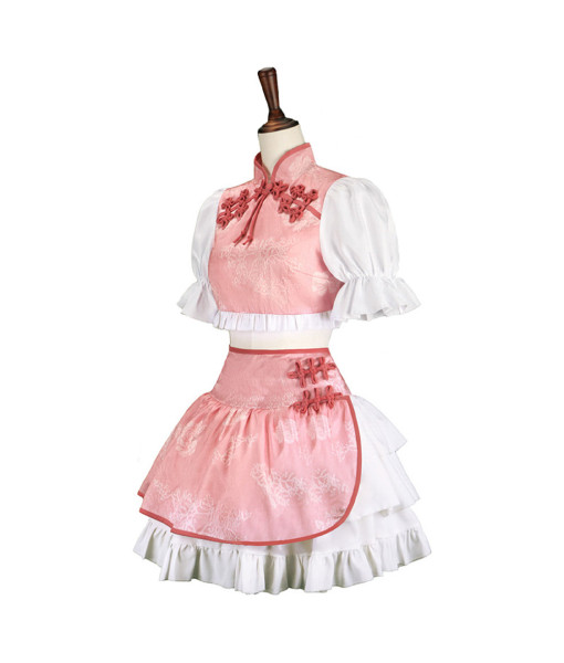 Women Pink Cheongsam Lolita 2Pcs Halloween Costume
