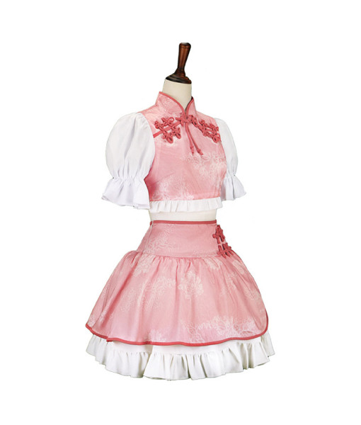 Women Pink Cheongsam Lolita 2Pcs Halloween Costume