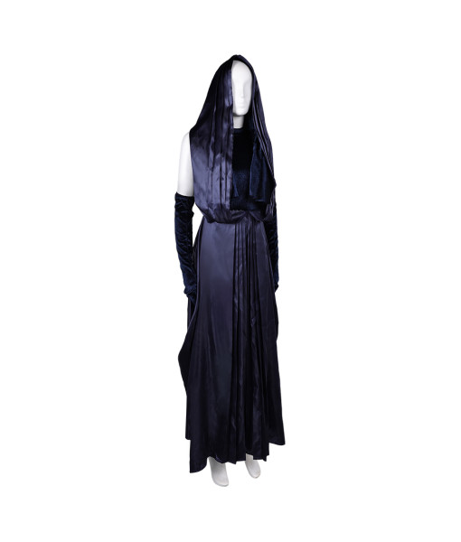 Women Dark Long Dress Madam Visionary with Coif Occult Halloween Costume