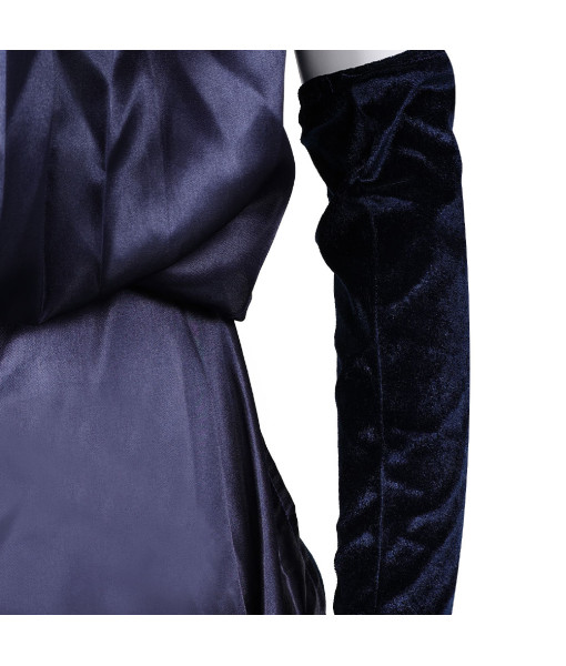 Women Dark Long Dress Madam Visionary with Coif Occult Halloween Costume