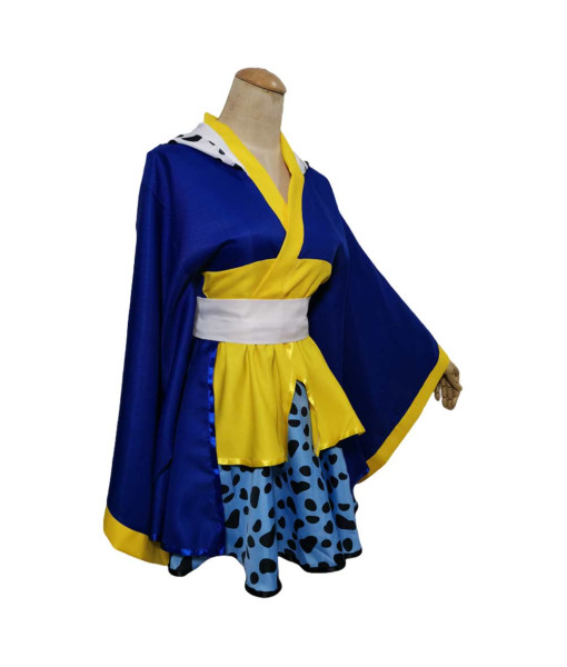 Women Blue KImono Style Lolita Dress Kawaii Skirt Halloween Costume