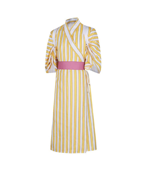 Men Yellow Strip Japanese Kimono Halloween Costume