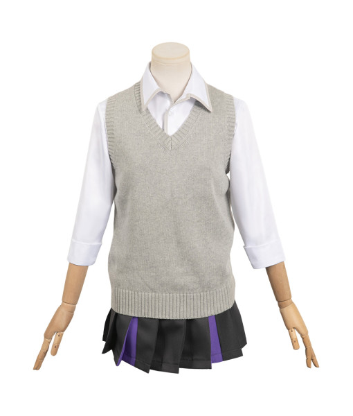 Women Grey Vest White Shirt School Uniform Halloween Costume