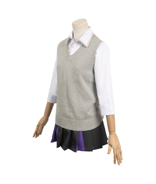 Women Grey Vest White Shirt School Uniform Halloween Costume
