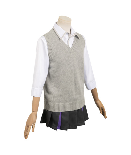 Women Grey Vest White Shirt School Uniform Halloween Costume