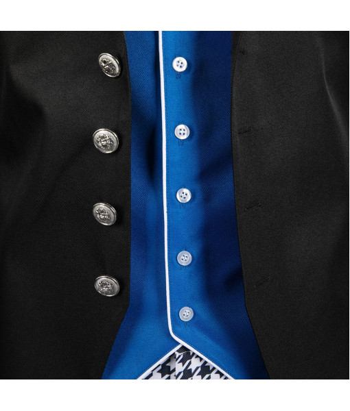 Men Blue Vest School Uniform Royal Suit Halloween Costume