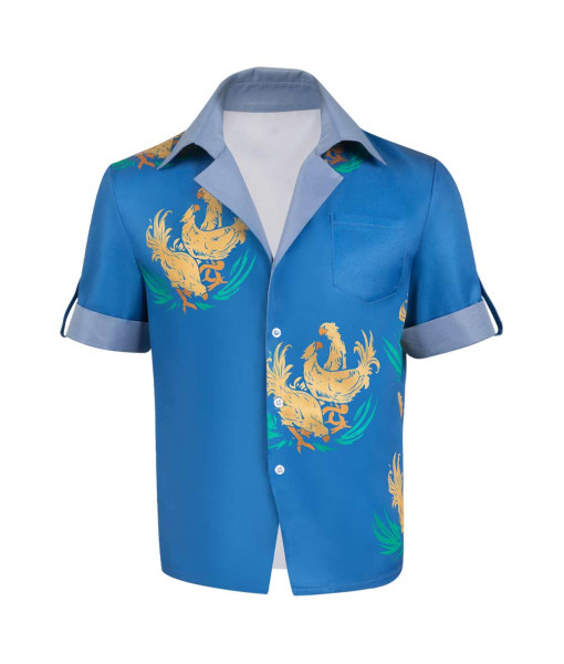 Men Blue Printed Beach Shirt Summer Vication Casual Outfit