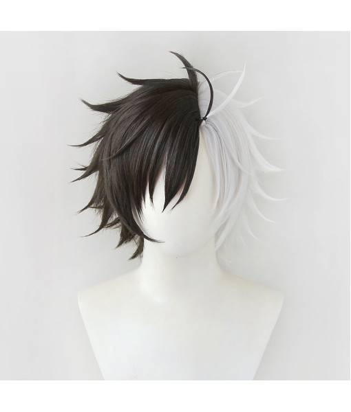 Short Pointed Hair Black White Wig Halloween Costume Accessories