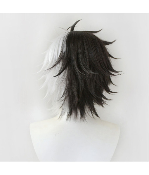 Short Pointed Hair Black White Wig Halloween Costume Accessories