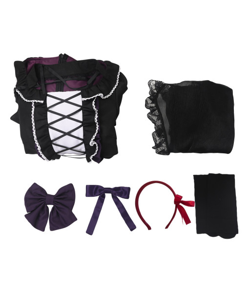 Women Black Lace Lolita Dress Halloween Costume