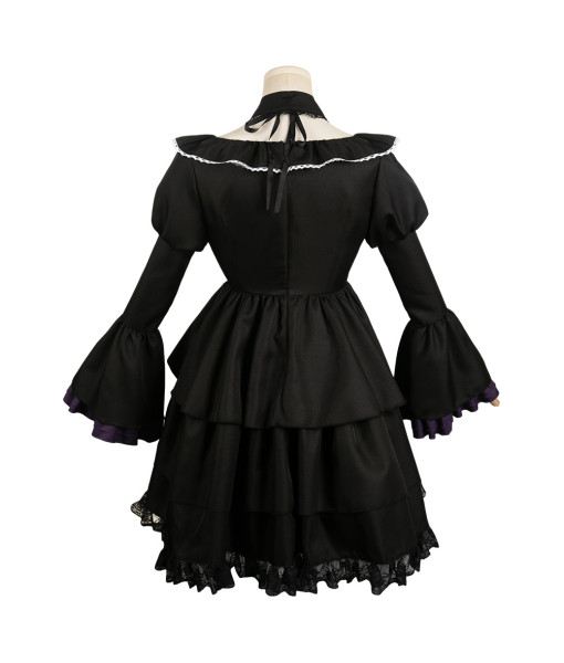 Women Black Lace Lolita Dress Halloween Costume