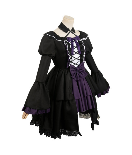 Women Black Lace Lolita Dress Halloween Costume