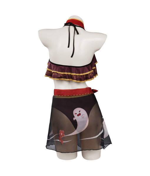 Women Printed 2Pcs Howaii Style Mesh Printed Swimsuit Halloween Party Costume
