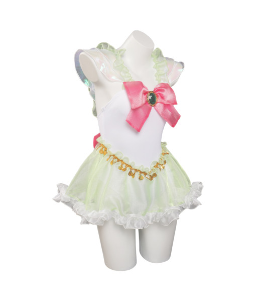 Women White Pink Bow One Piece Skirt Swimsuit Halloween Costume