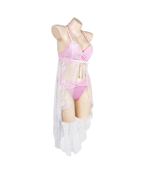Women Pink Bikini Swimsuit Strip Sexy Costume