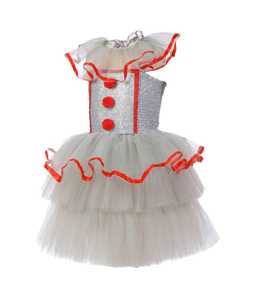 Kids Children Girl White Clown Dress Tutu Skirt Halloween Costume