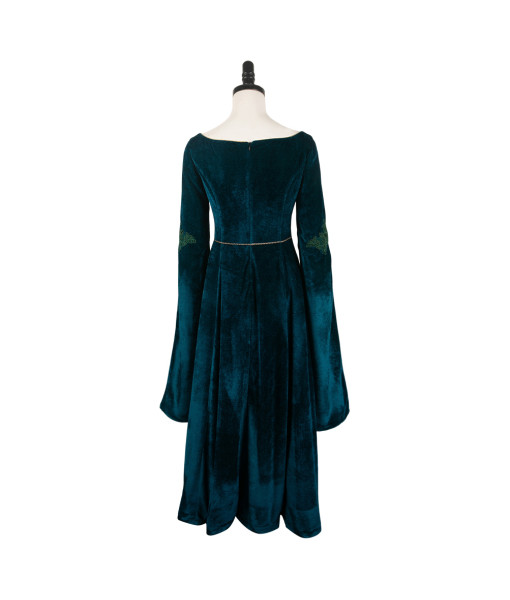 Women Medieval Fantasy Maid Green Long Dress Halloween Costume