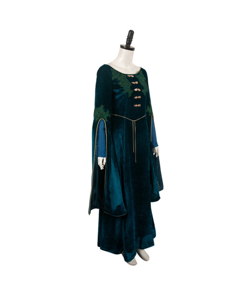 Women Medieval Fantasy Maid Green Long Dress Halloween Costume