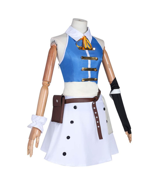 Women Blue Top Sleeveless Uniform School Uniform Halloween Costume