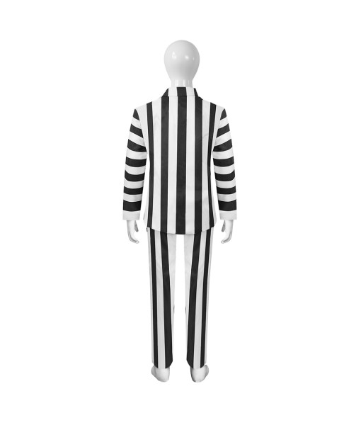 Kids Children Gothic White Black Strip Outfit Halloween Costume