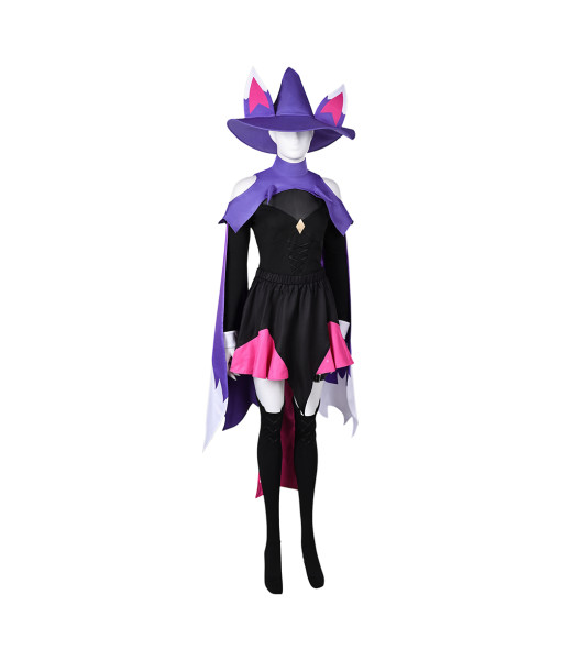 Women Black Slimming Shape Jumpsuit Cloak Witch Hat Fullset Halloween Costume Women Black Slimming Shape Jumpsuit Cloak Witch Hat Fullset Halloween Costume