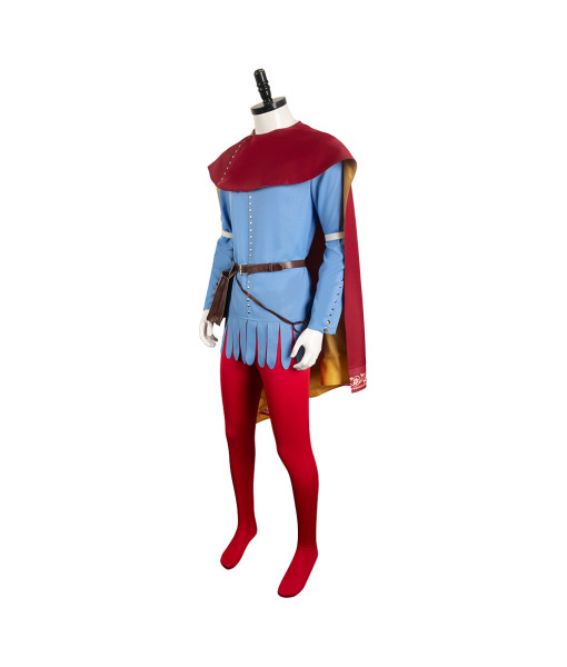 Men Medieval Blue Outfit Red Cape Halloween Costume