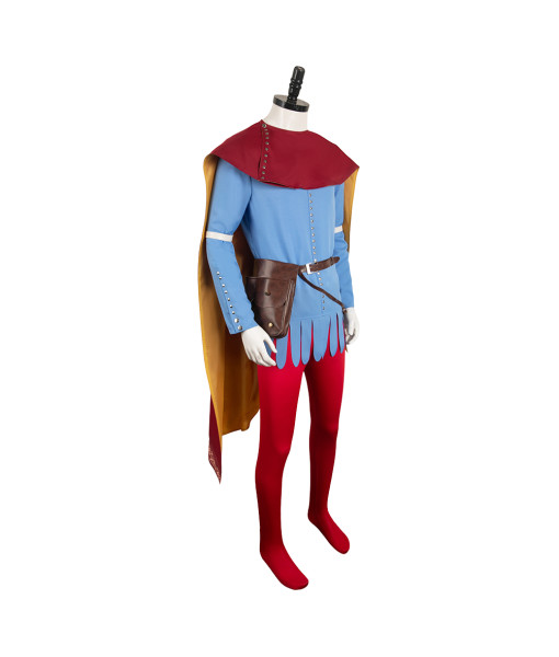 Men Medieval Blue Outfit Red Cape Halloween Costume