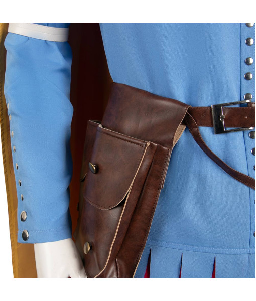 Men Medieval Blue Outfit Red Cape Halloween Costume