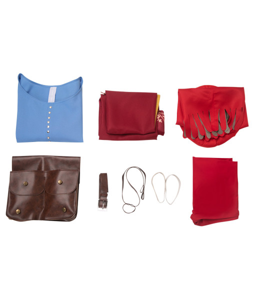 Men Medieval Blue Outfit Red Cape Halloween Costume