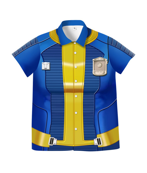 Lucy Fallout TV Vault 111 Dweller Blue Shirt Cosplay Costume