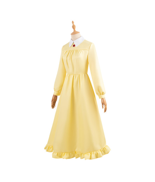 Women 60s Yellow Long Sleeve Dress Vintage Style Outfit