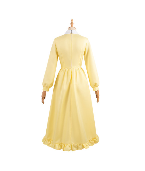 Women 60s Yellow Long Sleeve Dress Vintage Style Outfit