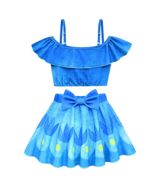 Poppy Trolls Movie Kids Children Blue Swimsuits Cosplay Costume