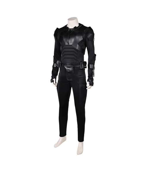 Men Black Battle Leather Suit Sci-Fi Halloween Costume
