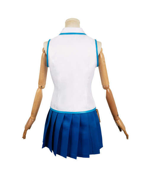 Lucy Heartfilia Fairy Tail Anime Women Blue White Suit Cosplay Costume