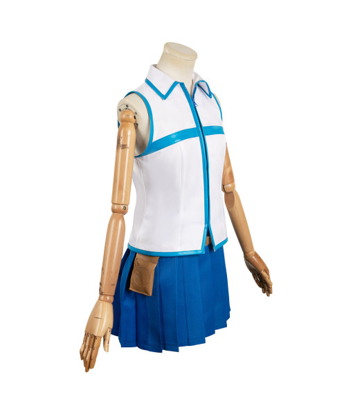 Lucy Heartfilia Fairy Tail Anime Women Blue White Suit Cosplay Costume