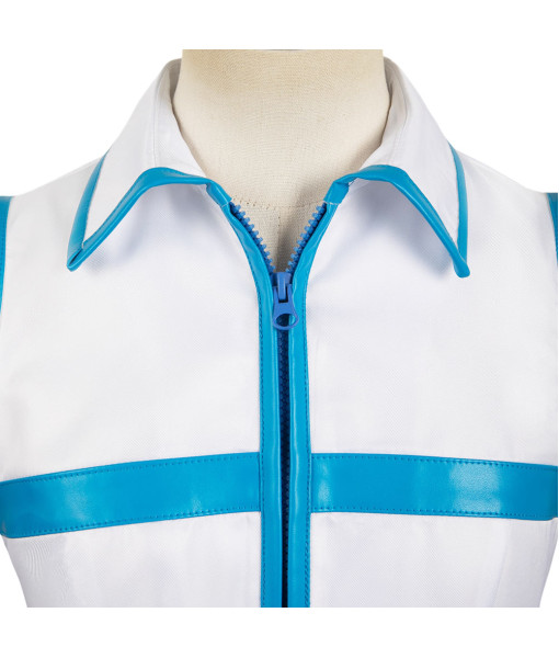 Women Blue White Suit Sleeveless Uniform Halloween Costume