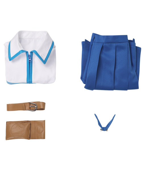 Women Blue White Suit Sleeveless Uniform Halloween Costume