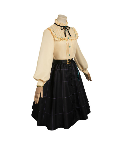 Women Light Brown Shirt Uniform Suit Fullset  Lolita Style Halloween Costume