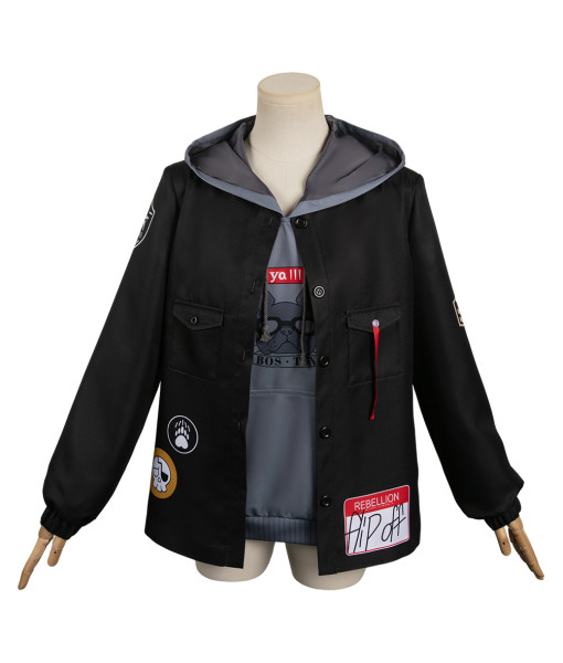 Teen Black Jacket Hoodie Lining 2Pcs Outfit