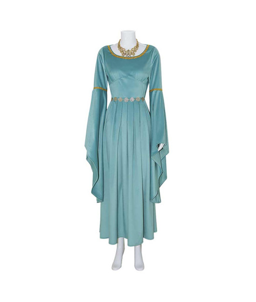 Women Medieval Renaissance Palace Elf Fantasy Light Green Dress Halloween Stage Costume