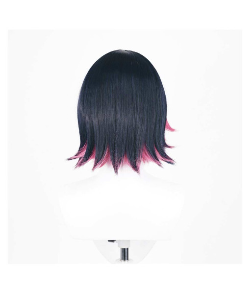 Women Black Short Hair Pink Highlights Halloween Costume Accessories